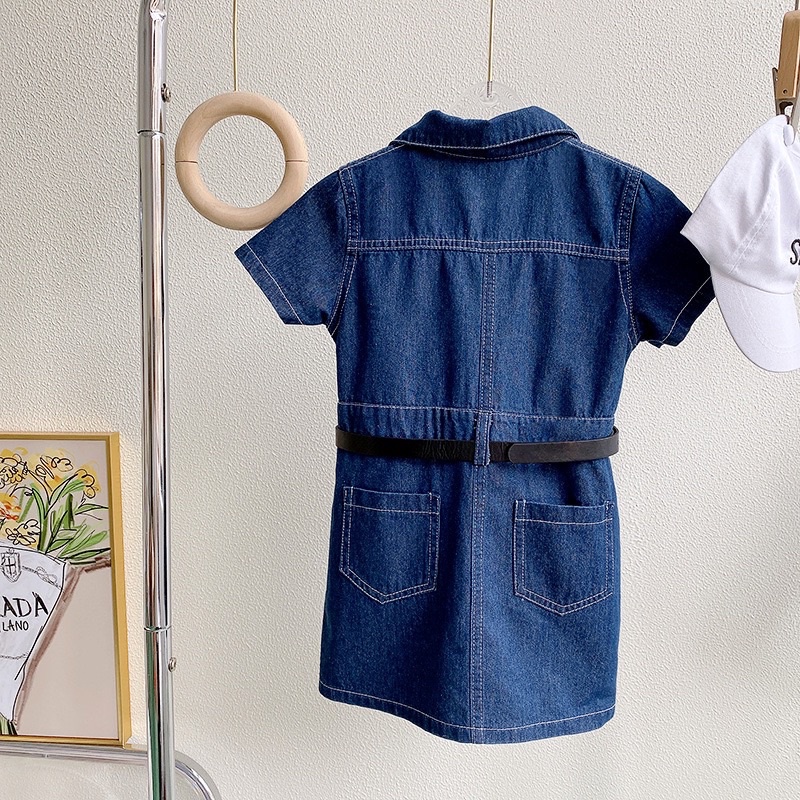 jumpsuit rok kemeja jeans denim anak perempuan / Dress Kemeja jeans panjang anak perempuan / JESSY Jeans Dress