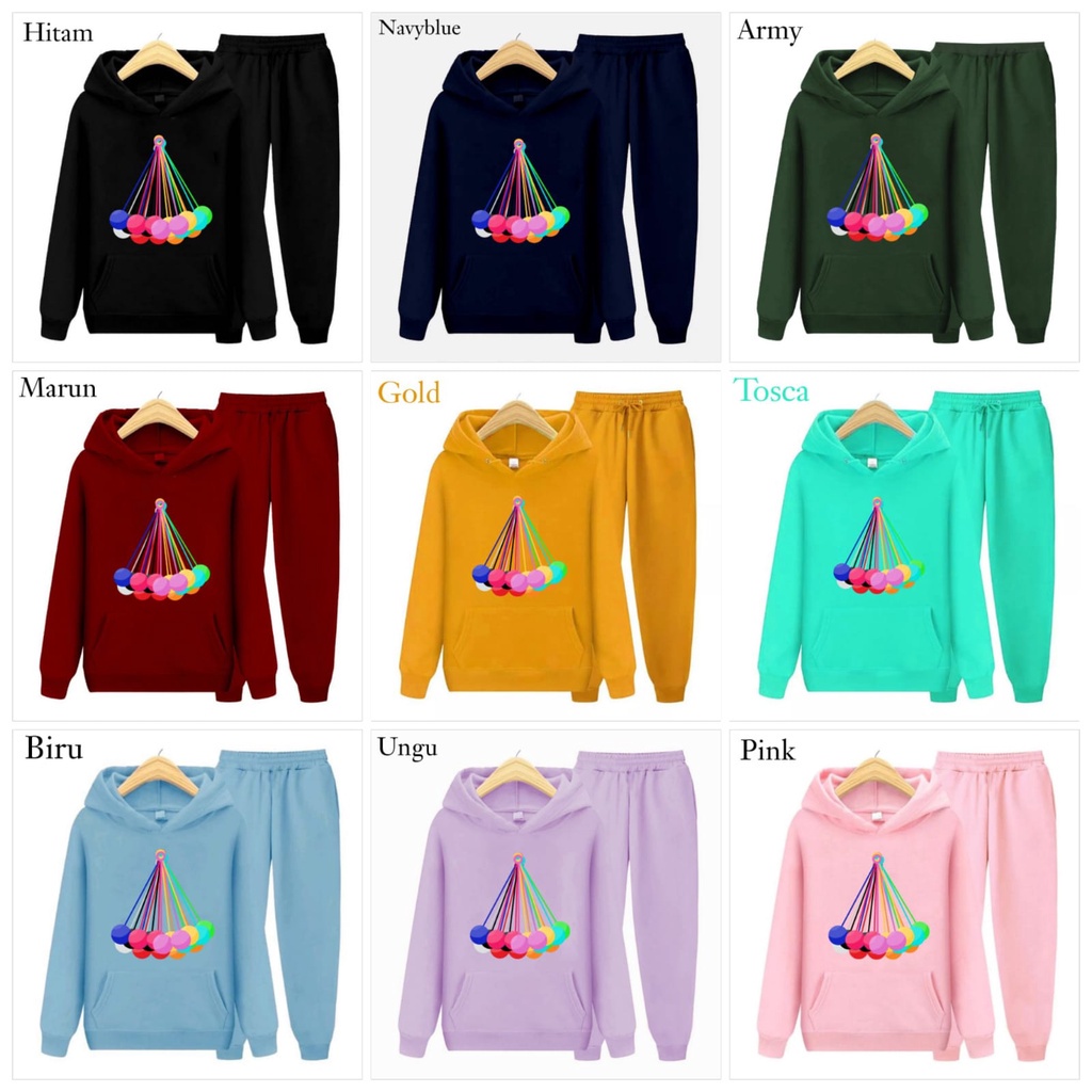 Hzl_outfit Hoodie Setelan Anak Lato Lato Rainbow/Setelan Sweater Hoodie Anak Lato Lato Rainbow S.M.XL BAYAR DITEMPAT