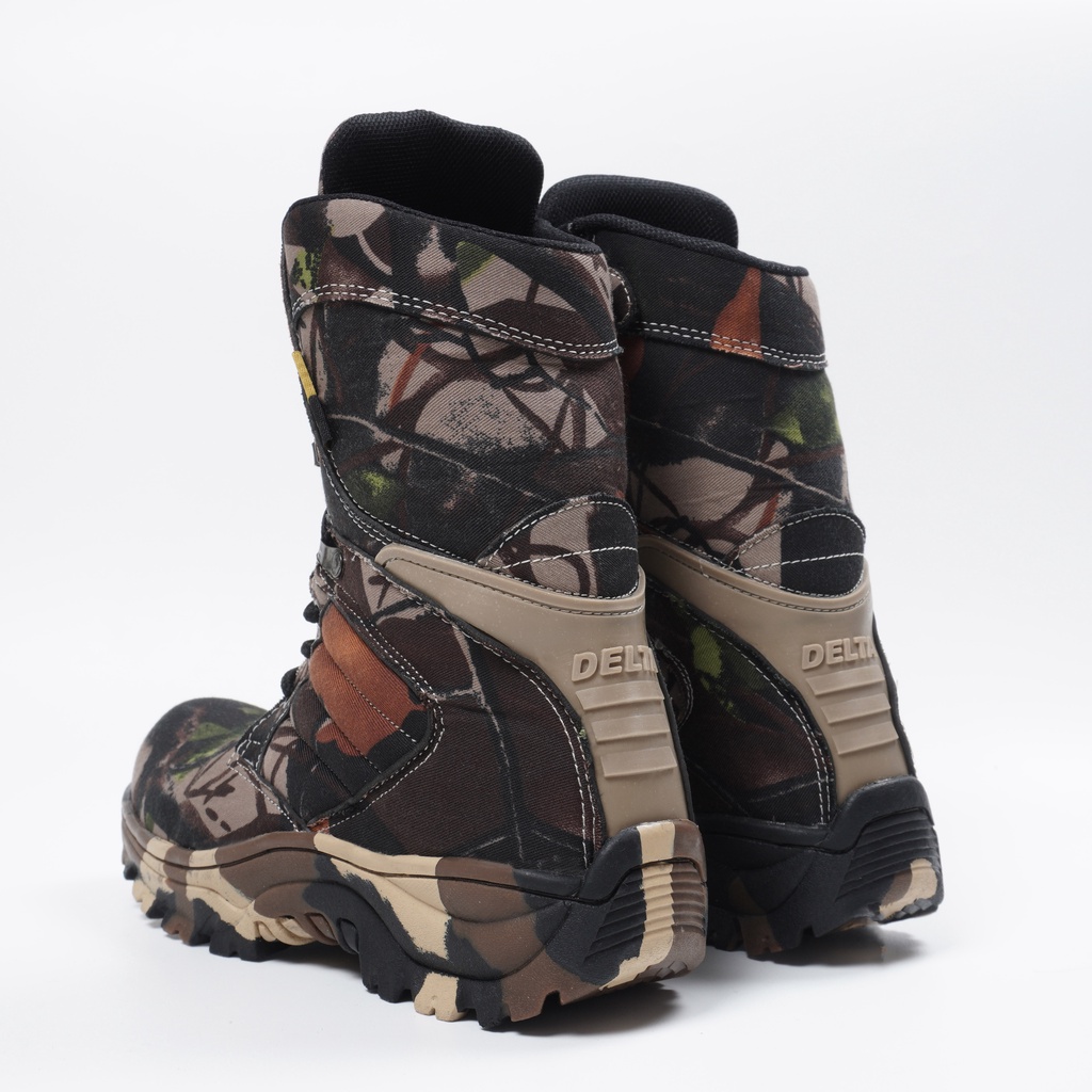 Sepatu Boots Ujung Besi Safety CAMO Loreng High /Low Sepatu Berburu Hutan Naik Gunung Mantap Murah