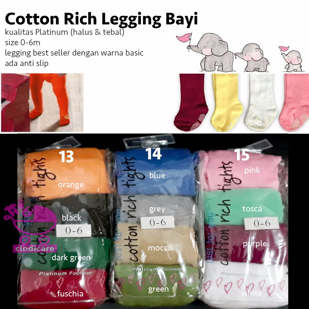 ♥BabyYank♥ Legging Bayi Polos Cotton Rich Tights