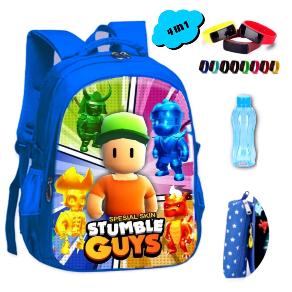 tas anak stumble guys(free jam led dan botol) - tas ransel sekolah anak sd laki - tas anak cowok