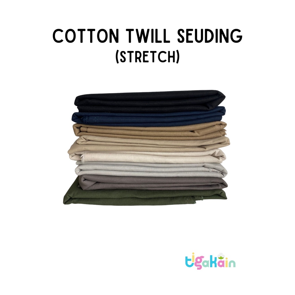 1 Meter Cotton Twill Stretch Sweding / Bahan Katun Sweding Twil Stret/ Bahan Chino