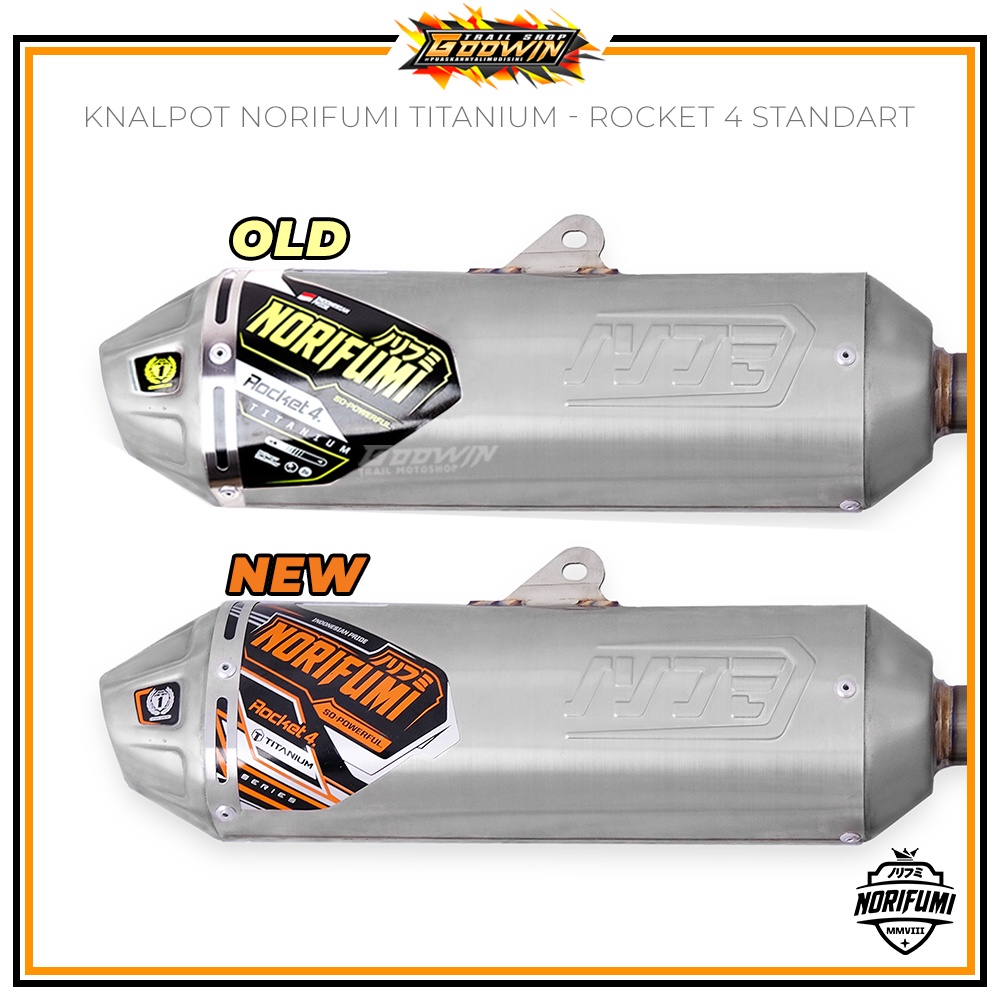 Knalpot NORIFUMI ROCKET 4 TITANIUM KOMPETISI BORE UP SE KLX 150 BF DT / KLX 140 BUILT UP CRF 150 L WR 155 R Stainless ORIGINAL