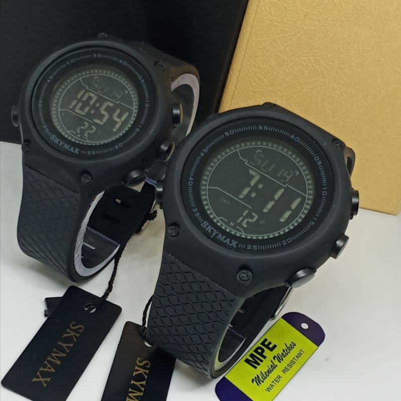 Free Batrai Cadangan Free Box Jam Tangan Couple SkyMax 1810 Waterproof Tahan Air