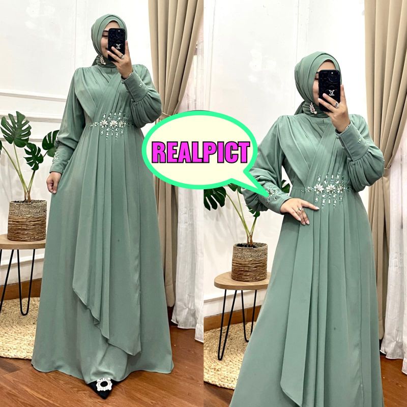 REALPICT COD GAMIS PESTA PREMIUM KODE 045 LD 110 PB 140 TERBARU TERMURAH BEST SELLER TANGAN PERTAMA 
