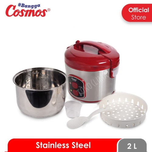 MAGIC COM RICE COOKER COSMOS CRJ 9368 / CRJ9368  2 LITER BODI DAN PANCI STAINLESS