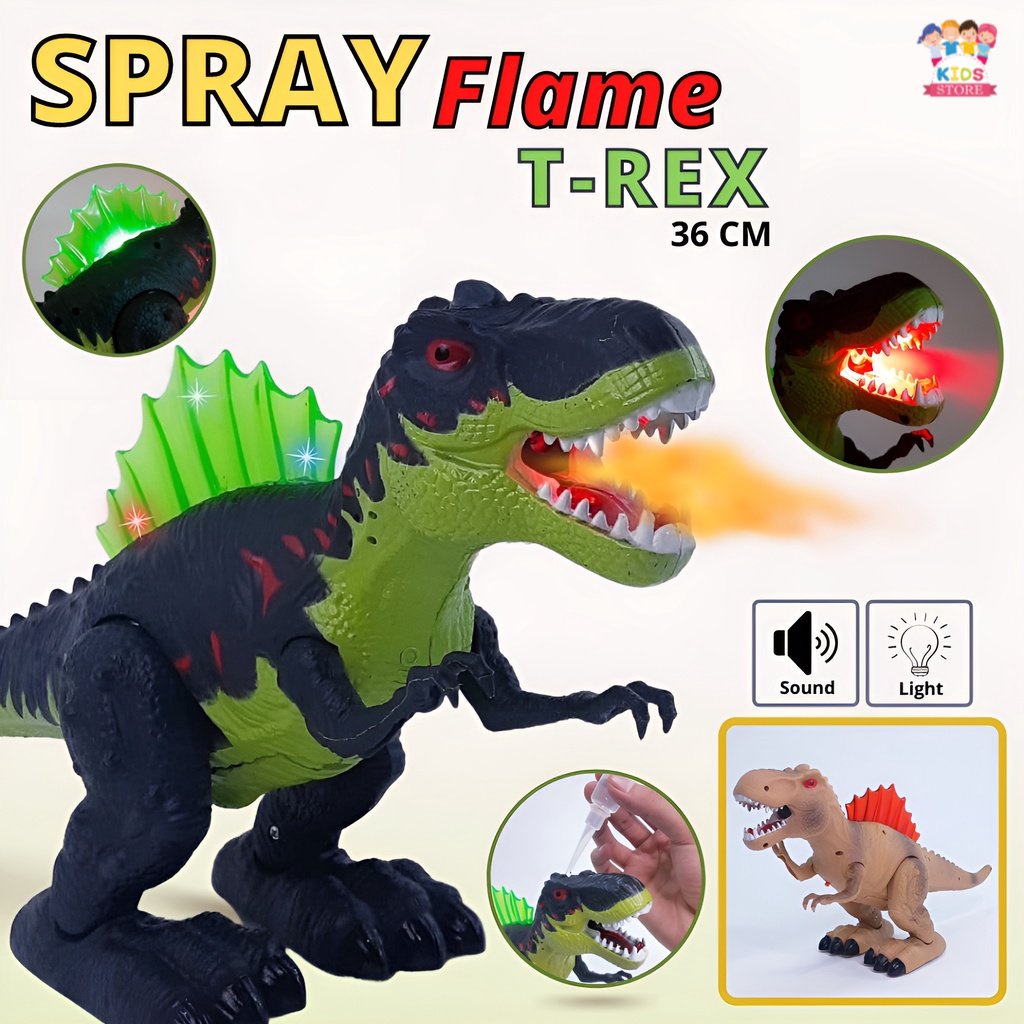 Spray Flame Dinosaurus Tyrannosaurus | Mainan Robot Dinosaurus Bergerak | Hadiah Ulang Tahun Anak Laki Laki Umur 3-4-5-6-7 Tahun