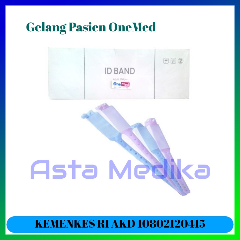 ID Band Gelang Pasien Dewasa OneMed / Gelang Pasien Adult Merah, Kuning, Biru, Pink, Ungu - Isi 100pcs