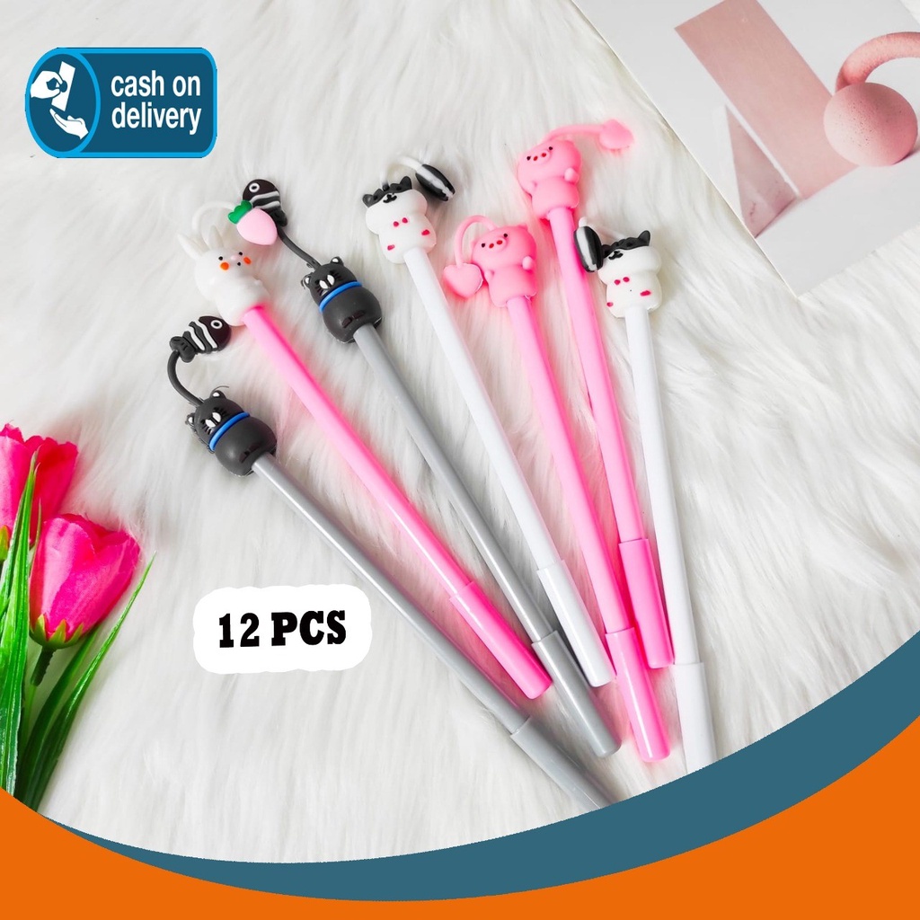 

SELUSIN PULPEN GEL HEWAN GANTUNGAN KARET ISI 12 PCS PEN ALAT TULIS BOLPOIN UNIK IMUT MURAH PEN HAMSTER GEL KARAKTER LUCU MURAH PENA