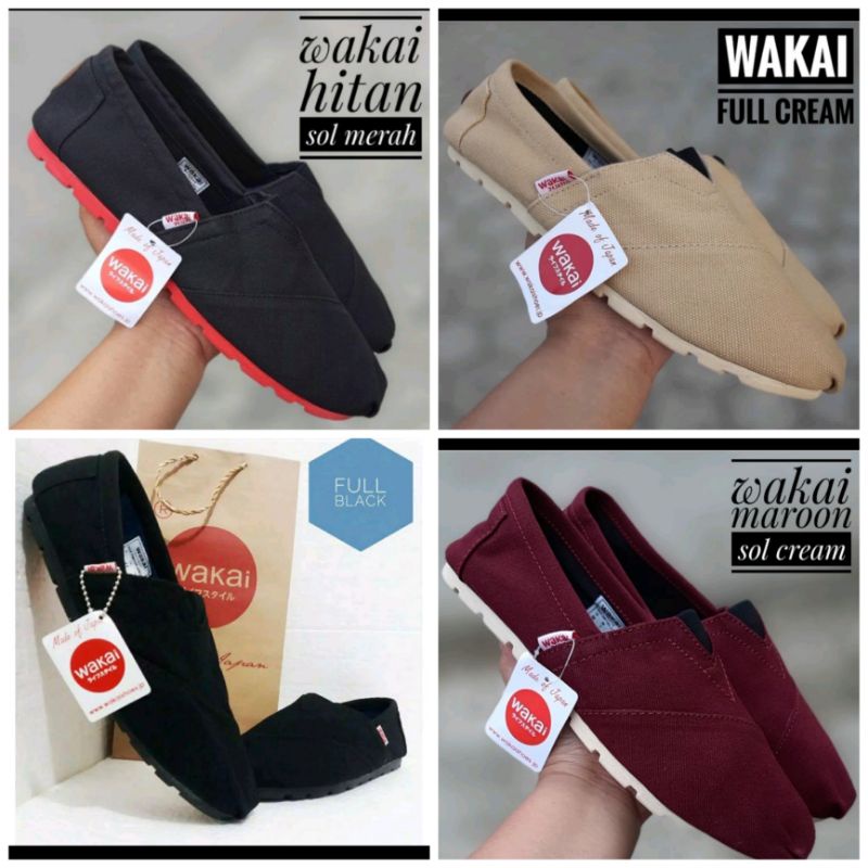 [SEPATU SLIP ON WAKAI]  Casual, Gratis Paper Bag