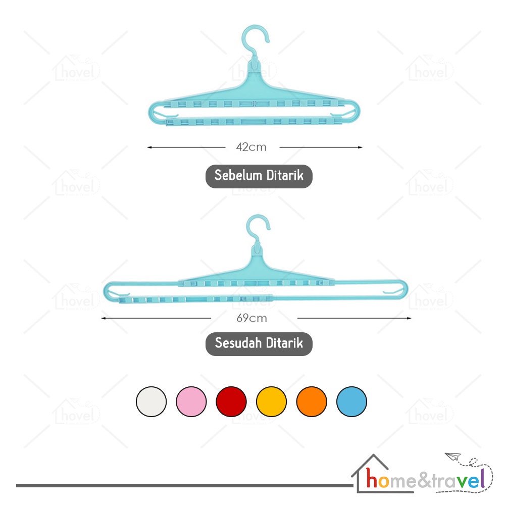 HOVELSHOP Hanger Handuk Baju Gamis Warna - Warni Model Tarik Murah