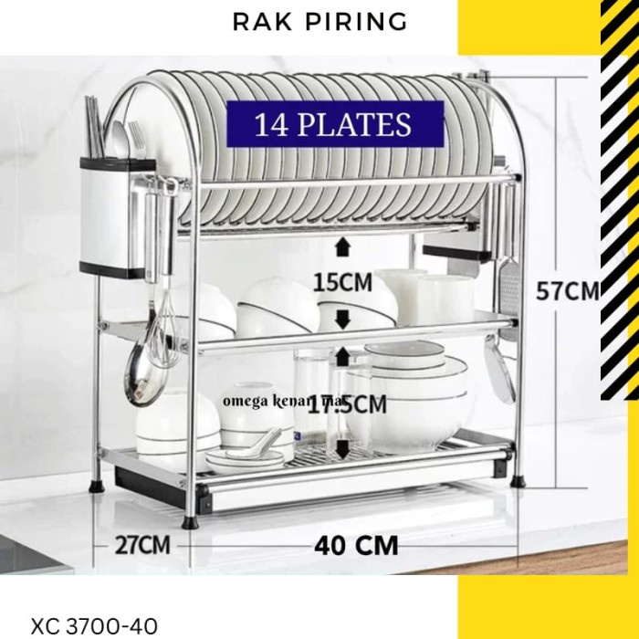 Rak Rak Piring 3 Susun Stainless Steel 304 Rak Dapur