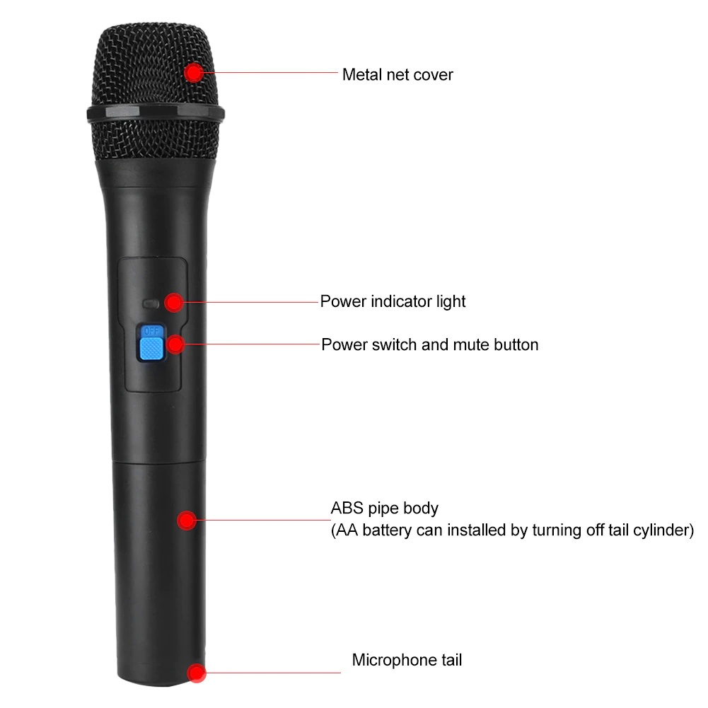 FLECO F-M02 Mic Profesional Wireless Microphone | Mic wireless Fleco F M02 mic karaoke profesional microphone wireless single | Mic Tanpa Kabel / Professional Microphone Wireless Fleco FM02 | FMS