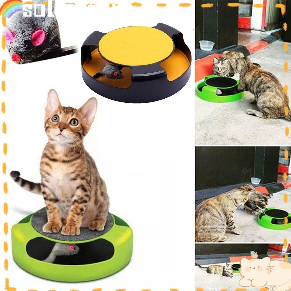 Solighter Scratcher Mainan Kucing Plastik Game Meja Putar Pets Training Untuk Kucing Anak Kucing Menangkap Tikus Palsu