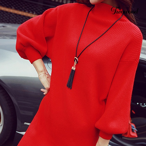 Twowood Wanita Fashion Rumbai Liontin Semua Pertandingan Rantai Panjang Sweater Kalung Perhiasan Hadiah