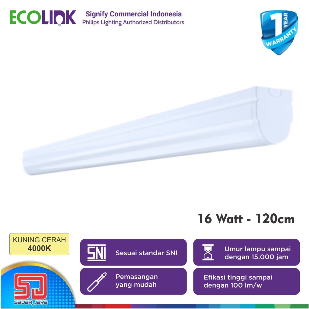 Ecolink T8 Batten 8 Watt LED Panjang 16 W Lampu Neon 8Watt 16 Watt