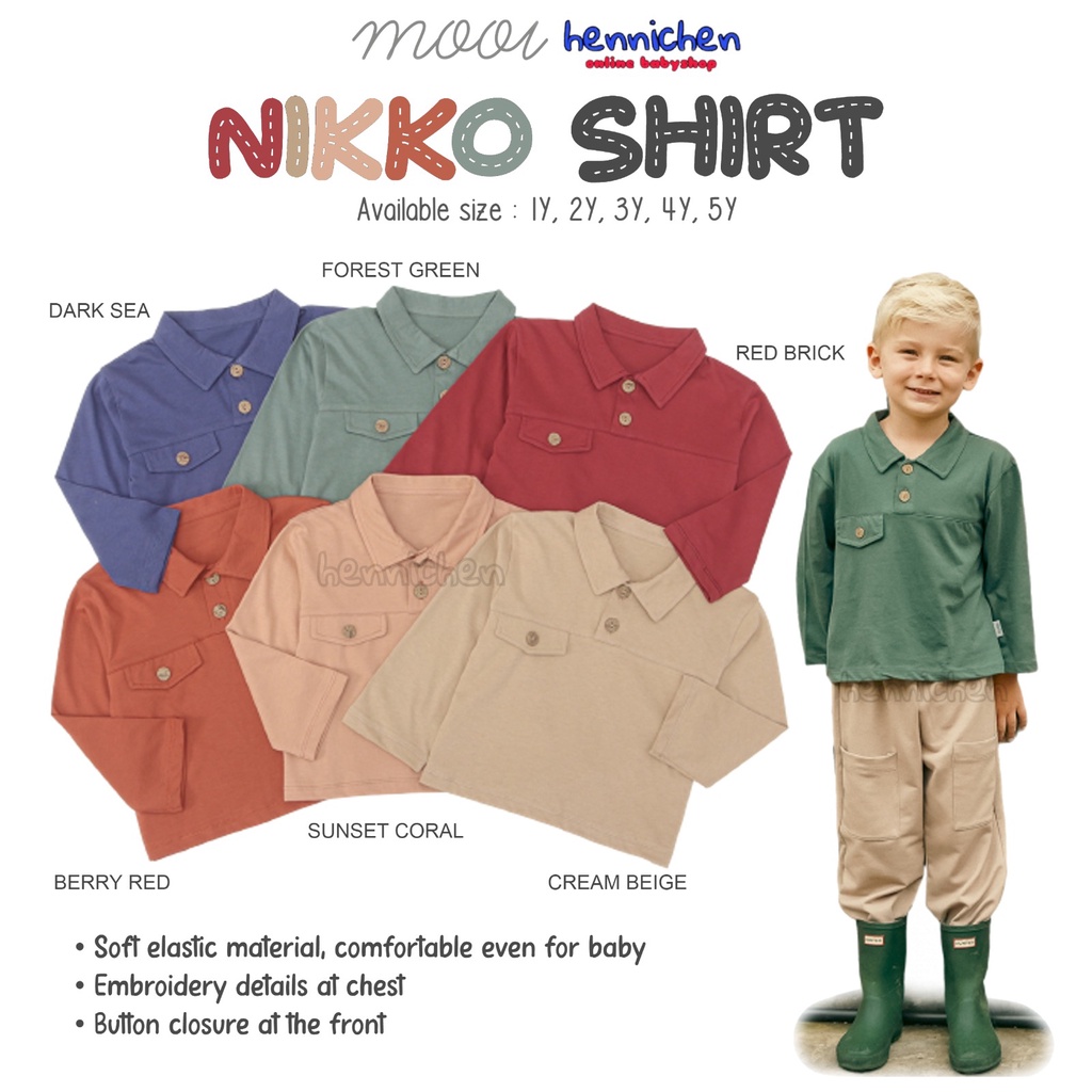 PROMO 7.7 PROMO BAJU LEBARAN MURAH MOOI NIKKO SHIRT ATASAN BAJU PANJANG ANAK LAKI LAKI KEMEJA ANAK 1 - 5 TAHUN