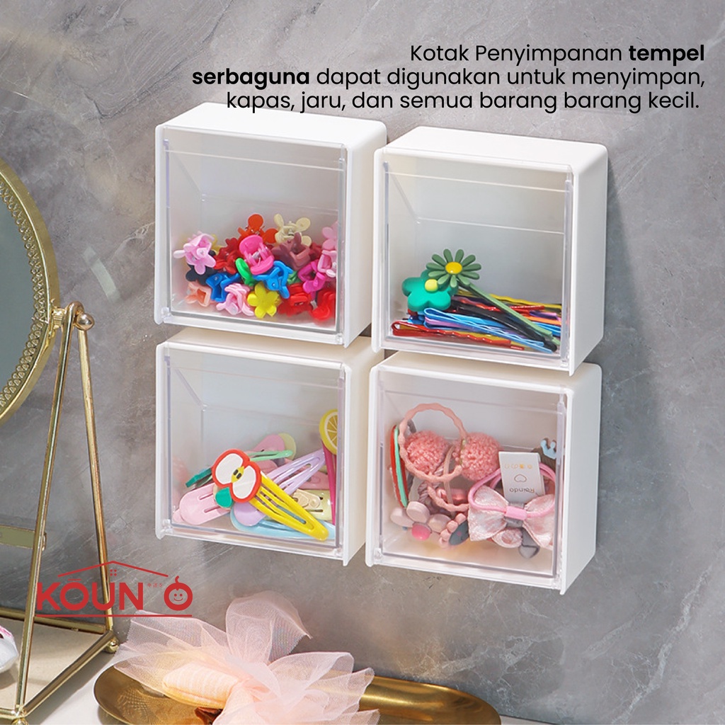 Kotak Make Up Kosmetik Benda Kecil Model Tempel Dinding Serbaguna Kotak Penyimpanan Kapas Tempat Cotton Bud Organizer Serbaguna Mini Anti Air