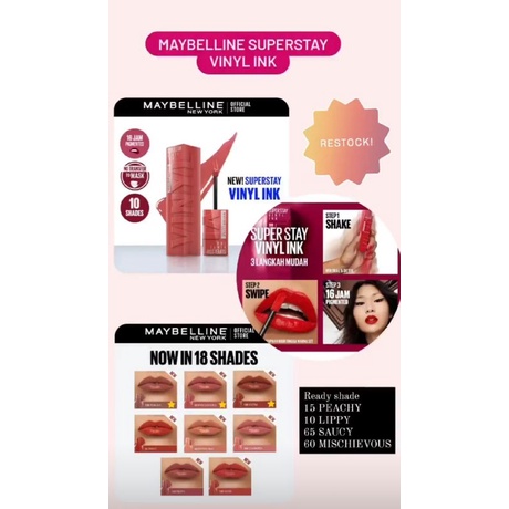 LIPSTIK MAYBELLINE SUPER STAY VINYL - LIQUID LIPSTIK - LIP LINER - LIP