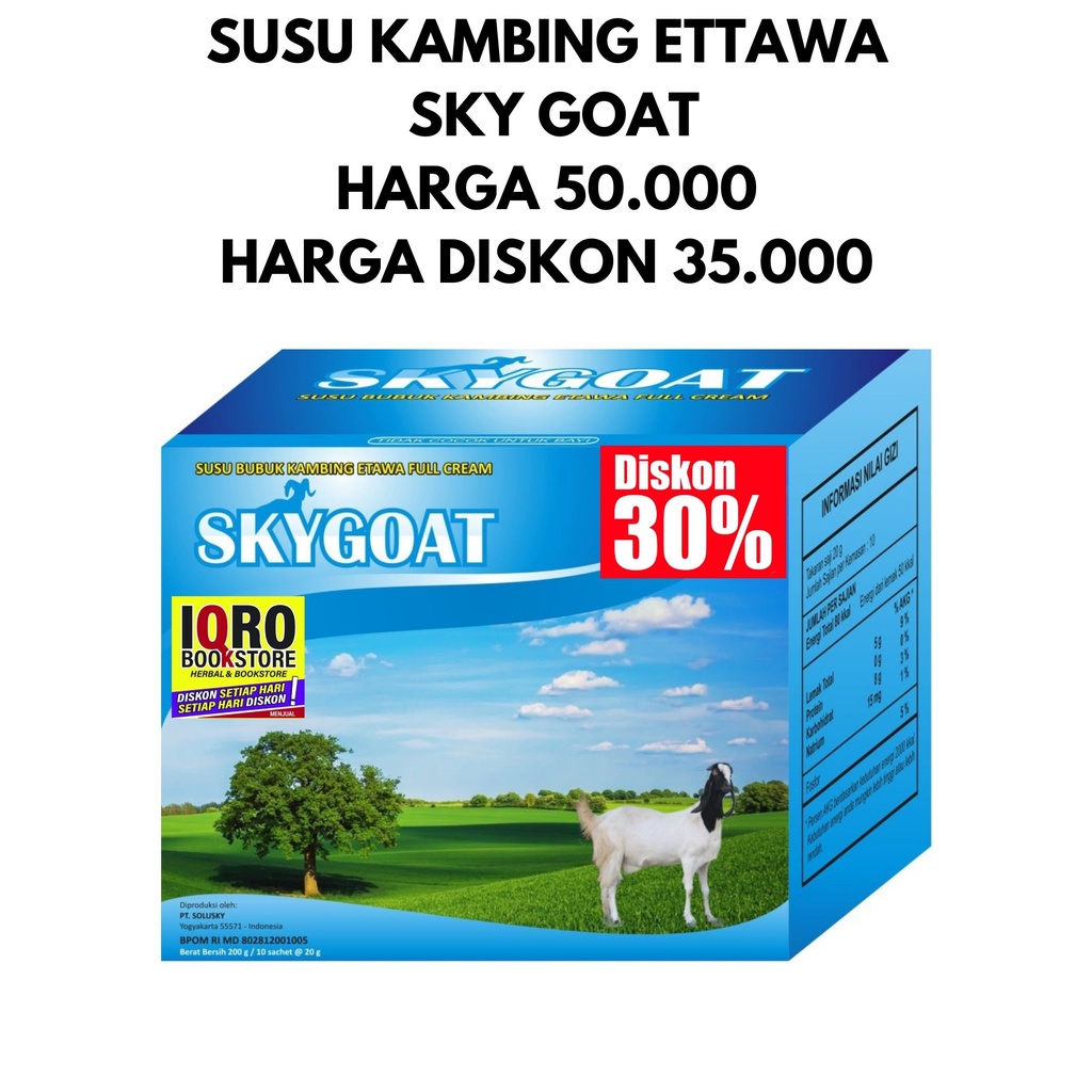 

Susu Kambing Etawa Bubuk Original SKYGOAT 1 Box isi 10 Sachet - Tawar