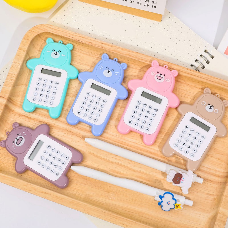 

Kalkulator Mini Motif Beruang 8 Digit Tombol Karet Sekolah Stationary/ Bear Calculator Travel Mini Portable Desain Kartun Beruang Stockami C325