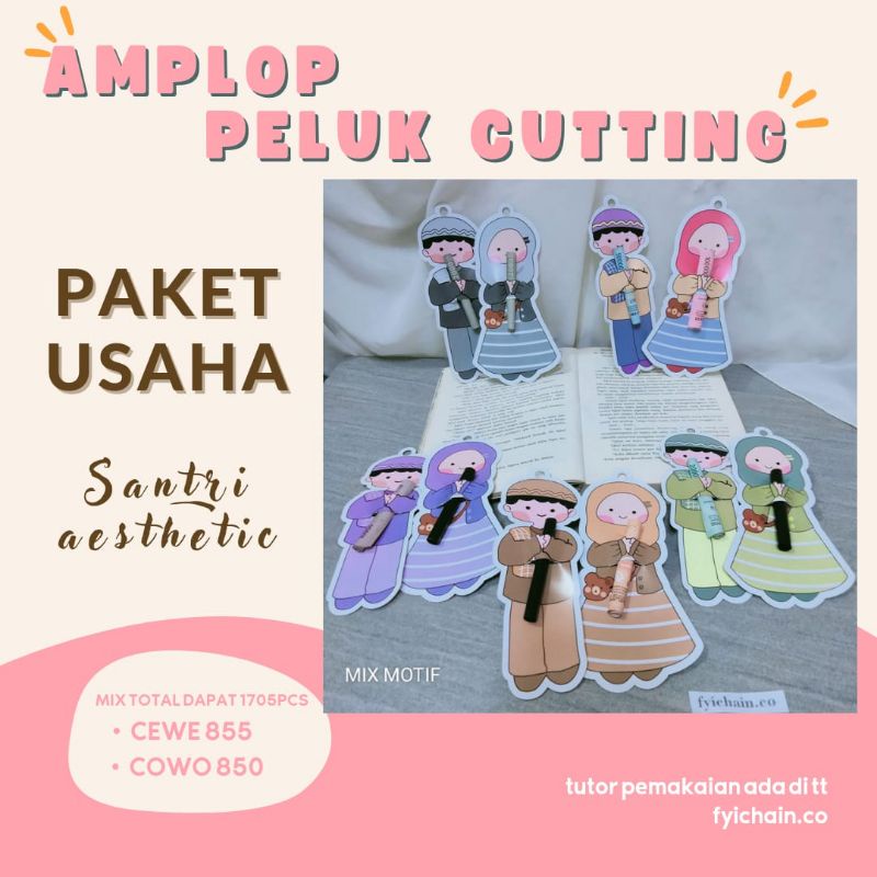 

paket usaha Amplop peluk cutting santri aesthetic bookmark