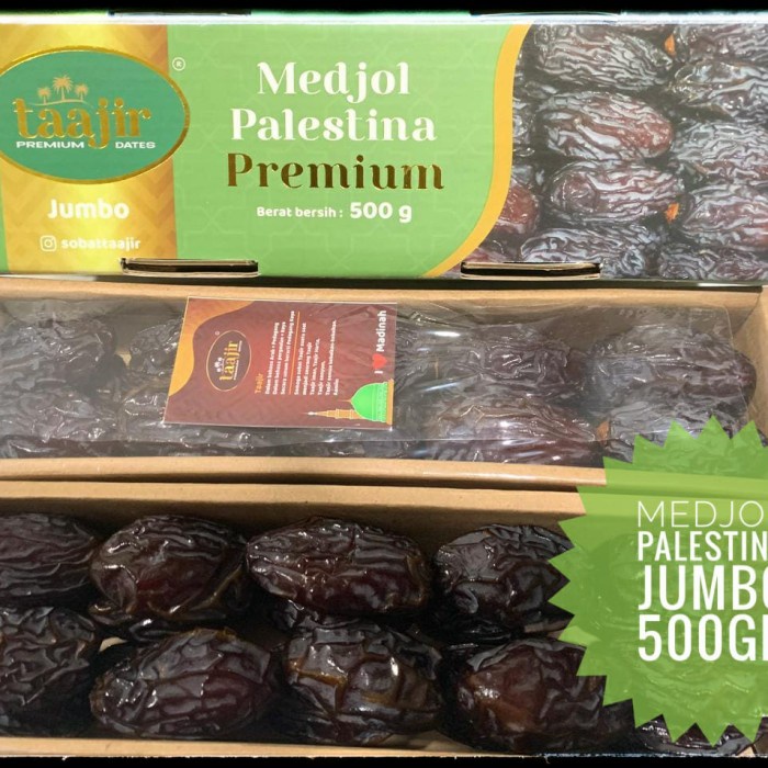 

KURMA MEDJOL PALESTINA JUMBO PREMIUM TAAJIR 500 GRAM TAMR PREMIUM