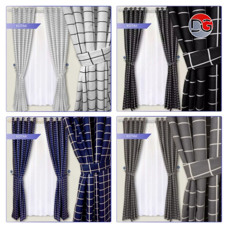 Tirai Gorden Gorden Jendela Gorden pintu Gorden Minimalis Motif Kotak Katun