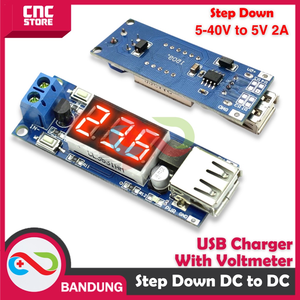 DC-DC 5-40V TO 5V 2A BUCK CONVERTER STEP DOWN USB OUTPUT WITH VOLTMETER