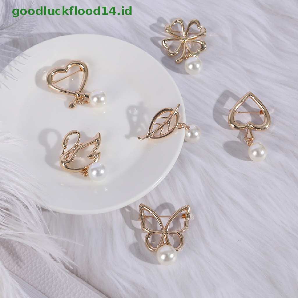 [GOOGFOUR] Fashion Mutiara Lucu Bros pin Pesona Sweater Cardigan Klip Rantai Bros Perhiasan [TOP]