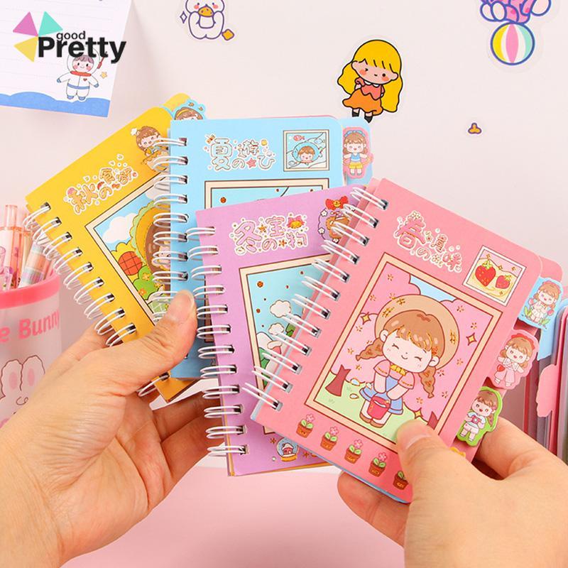 Buku Catatan Lucu Siswa Scrapbook Coil  Buku Portabel  Dengan Stiker Di Dalamnya - PD