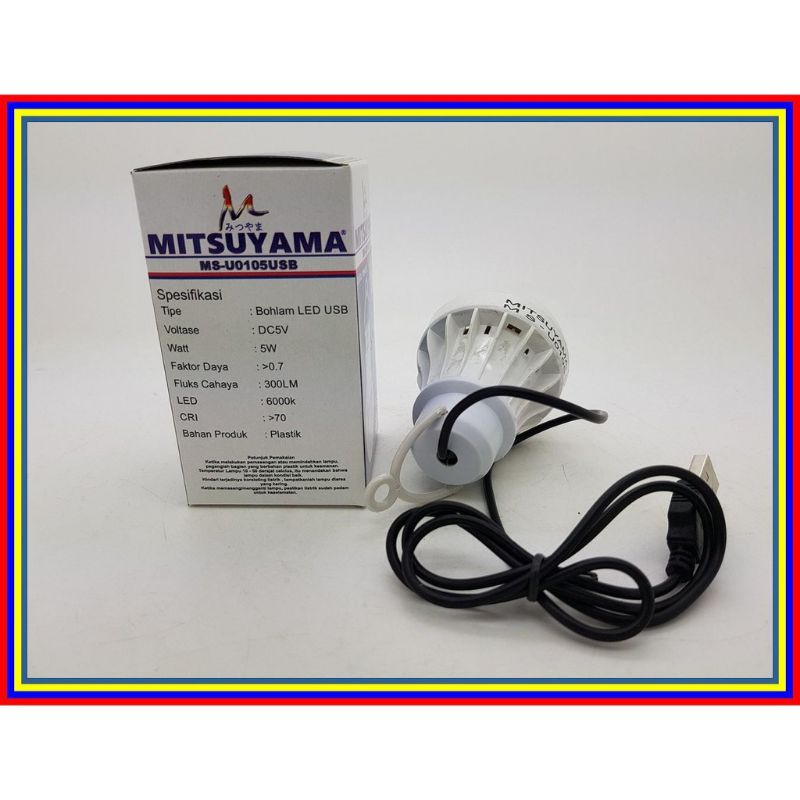 Lampu LED emergency Mitsuyama 5 watt Bohlam kabel USB