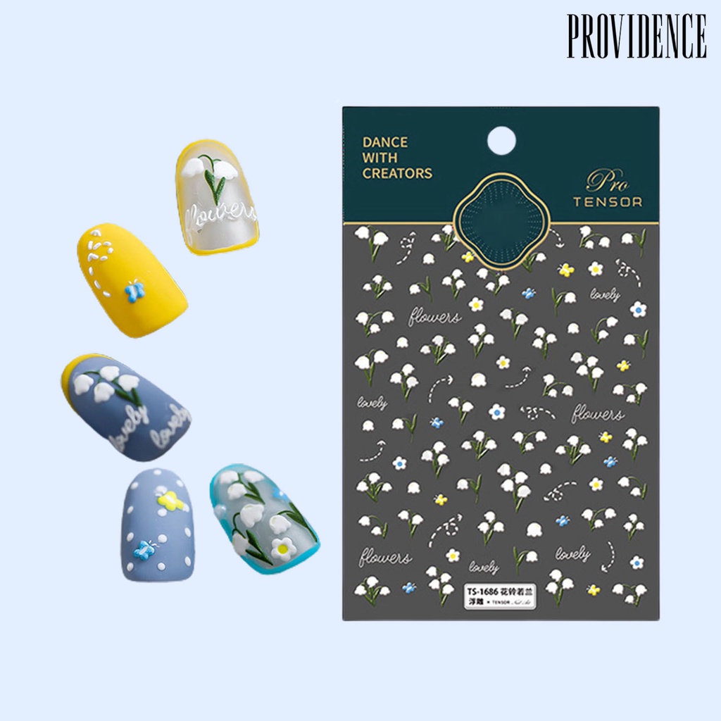 Providence Stiker Kuku Efek 3D Perekat Diri Tidak Luntur Pasta Mudah Jatuh DIY 5D Timbul Bunga Manicure Decal Female Supply