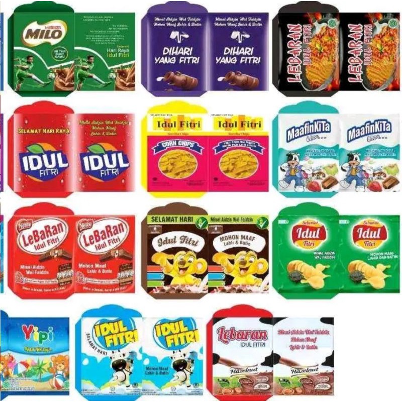 

Amplop/angpao lebaran gambar snack murah belum di lem