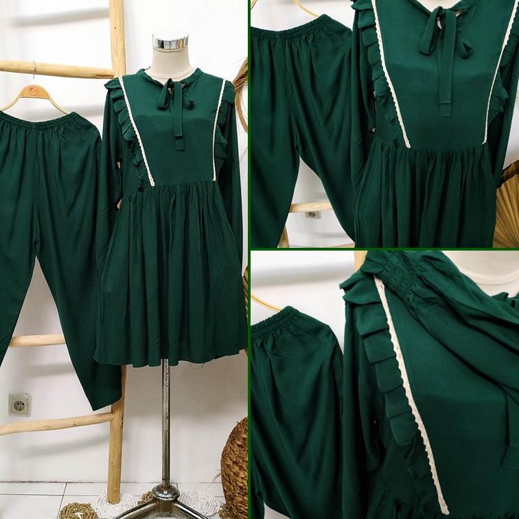 [ART. 6922] one set rayon premium polos pendek busui setelan rempel dada lengan panjang LD 110 cm