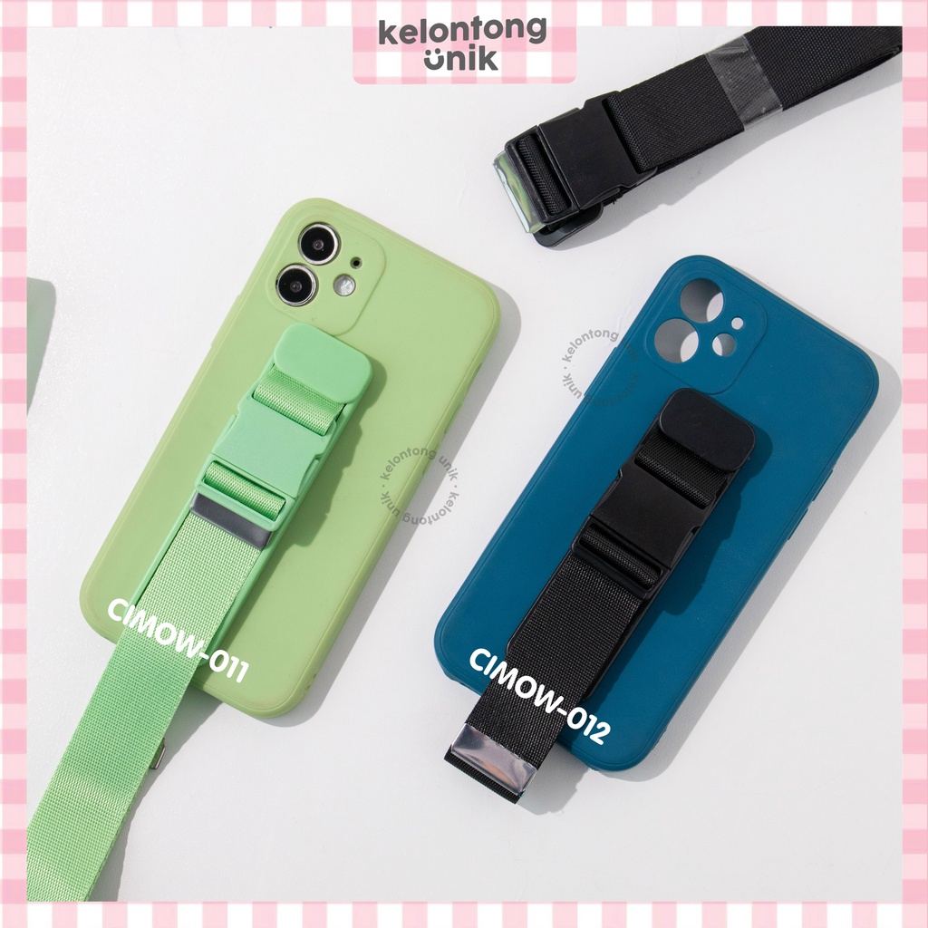 (Seri 6) For iPhone - Square Edge Silicone Case + Tali Wristband Set Panjang Pendek