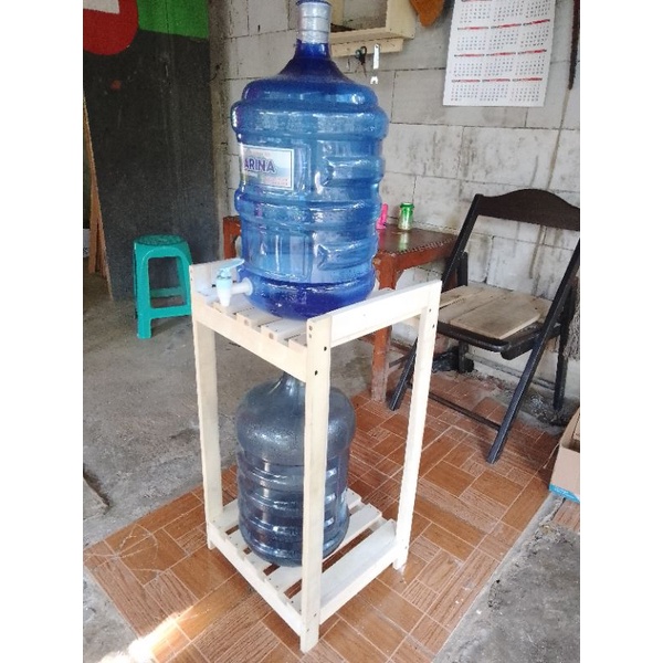 rak dispenser air galon 2 susun rak kayu serbaguna