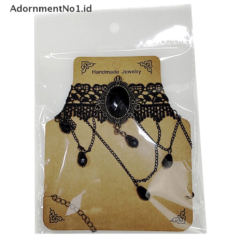 [AdornmentNo1] Gothic Chokers Steampunk Hitam Renda Choker Kalung Gothic Perhiasan Aksesoris Kostum Halloween Perhiasan Untuk Wanita Vampir Choker Kalung Kostum Untuk Perempuan Remaja [I