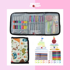 [DINO] Hakpen Rajut Alumunium + Dompet 63 pcs crochet hook set AR008