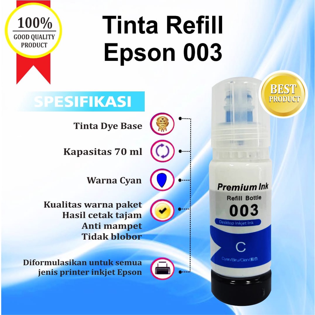 Tinta Epson 003 / Epson L Series L1110 L3101 L3110 L3150 L5190 L3100