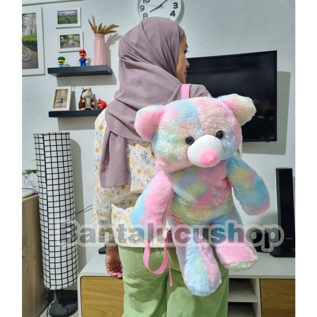 Tas Boneka Teddy Bear Beruang Bulu Halus Ransel Boneka Lucu