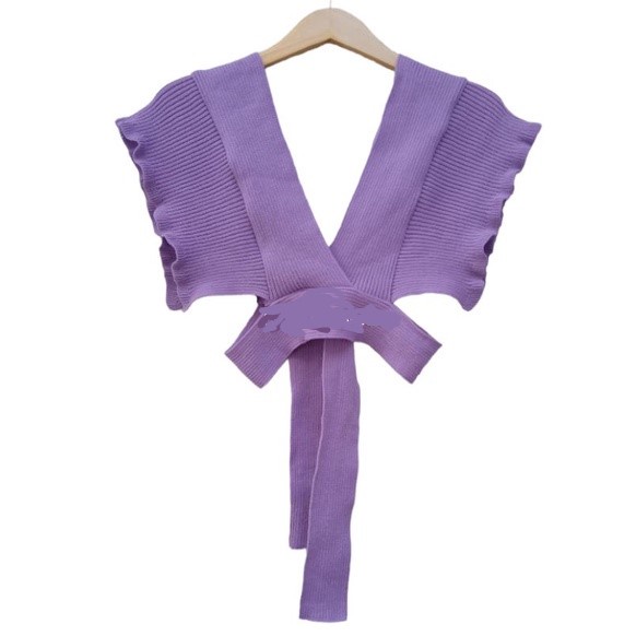 Vest knit korea croptop/ruffle rompi rajut wanita outer korean style