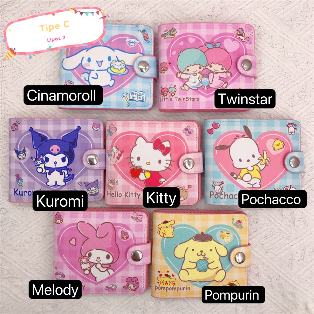Dompet sanrio ATK010 anak perempuan wallet cinamoroll kuromi melody kitty