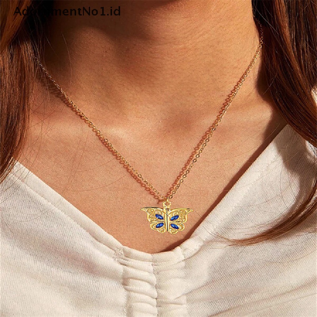 [AdornmentNo1] I Love You Heart Luckly Butterfly Rantai Klavikula/Gadis Kalung Liontin Stainless Steel/Perhiasan Kalung Hati Senior [ID]