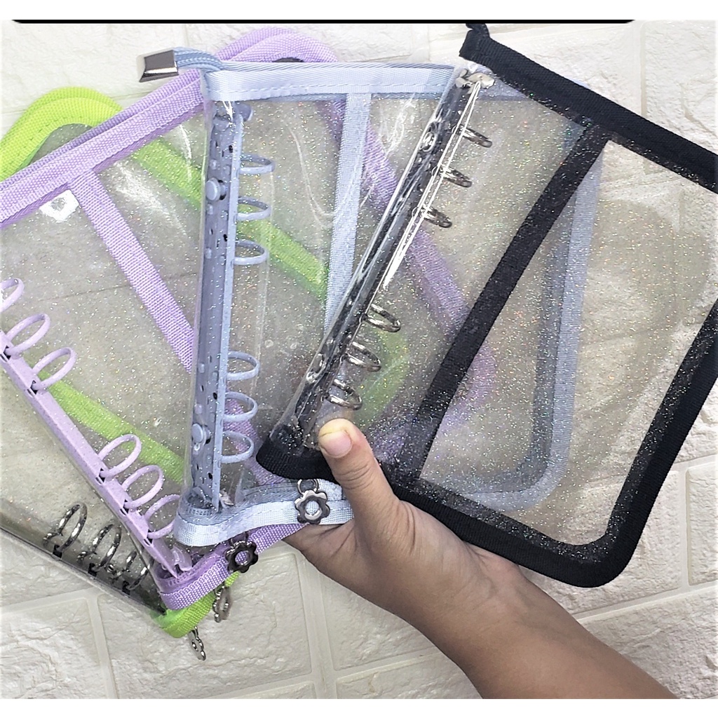 

[A6 WIDE] Zipper BINDER Planner GLITTER Cover Resleting SHINY LOOSE LEAF FILE ORGANIZER Journaling
