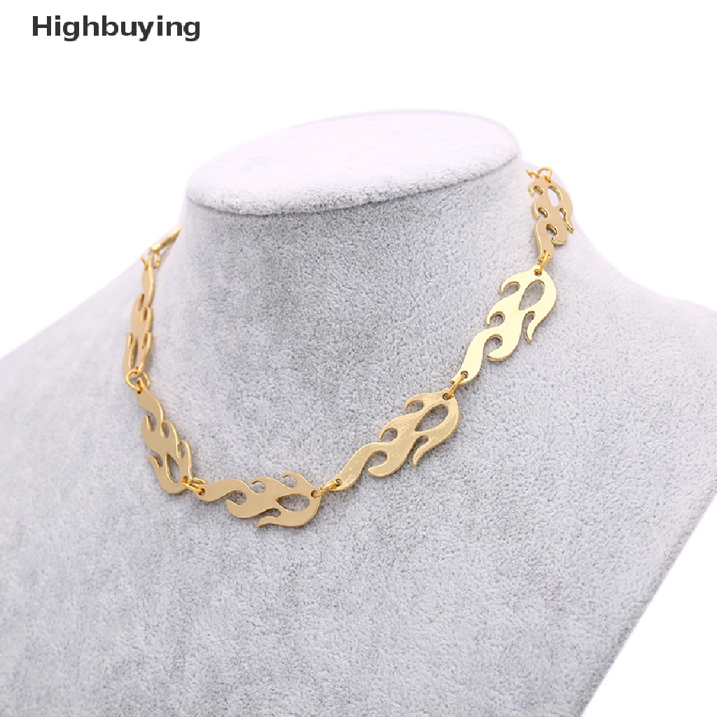 Hbid Punk Flame Kalung Klavikula Hip Hop Rantai Metal Choker Pria Wanita Trendi Perhiasan Glory