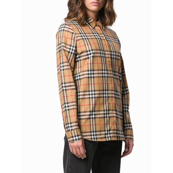 Brberry Women Vintage Check Long Sleeved Shirt Antique 100% Original