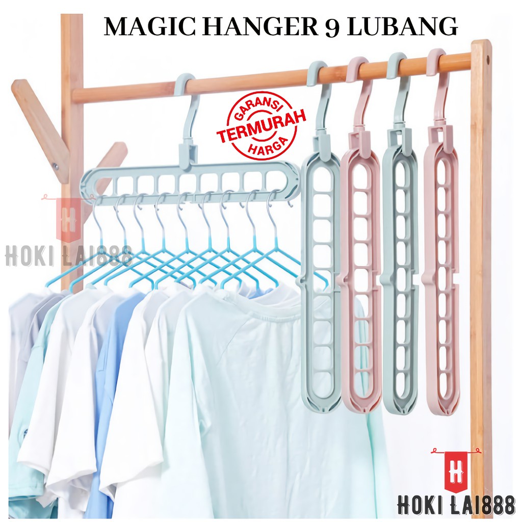 [HKL] Hanger Dan Gantungan Dengan 9 Lubang Bisa Di Putar 360 Derajat / Hanger Pakaian / Magic Hanger