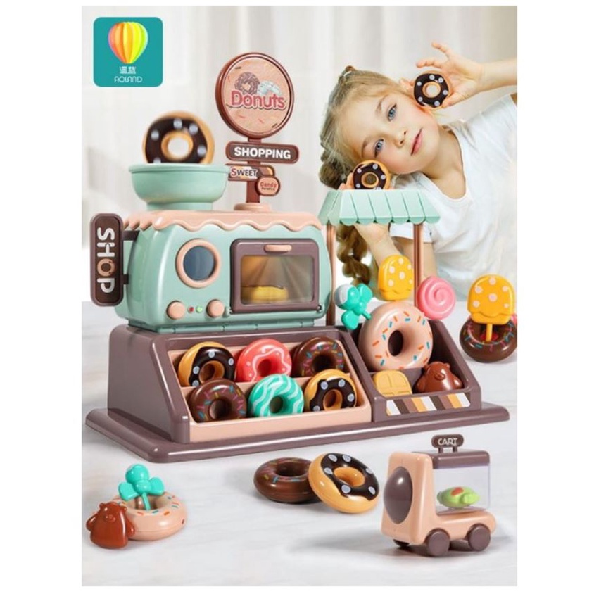Mainan Anak Kasir Toko Donat - Donut Mini Shop Dengan Musik dan Lampu Mainan Edukasi