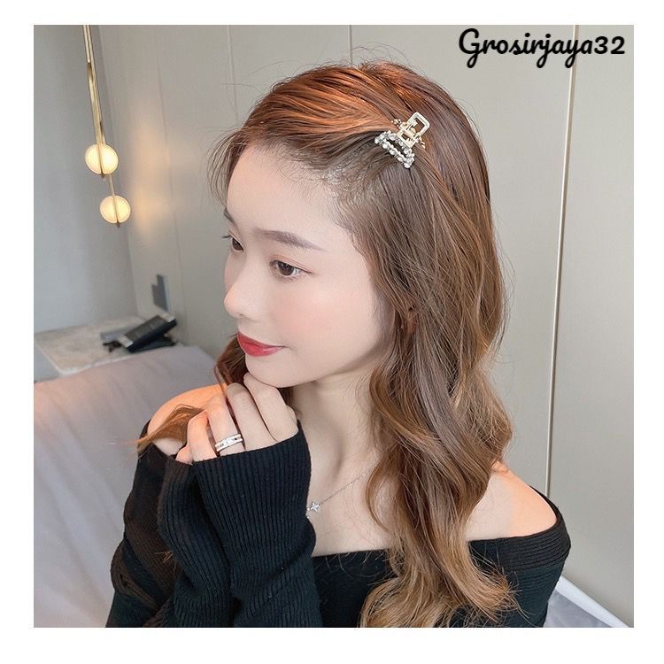 (GROSIRJAYA32) Jedai 2.5cm Mutiara MINI VIRA Elegan Jepit Rambut Alloy Korea Mutiara Permata Jepit Salon Logam Warna Emas